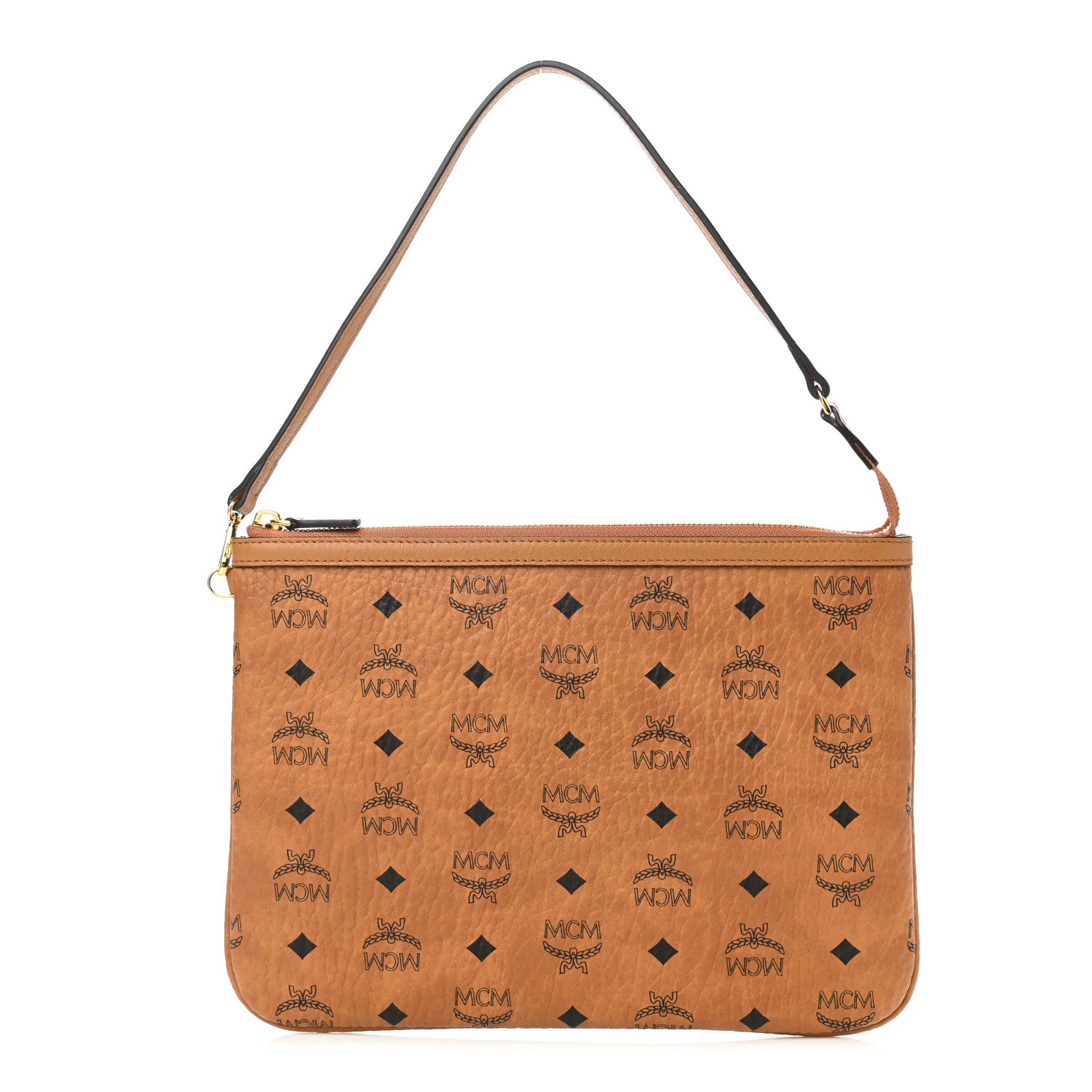 MCM Visetos Liz Shopper Tote Pouch Cognac 1 of 5