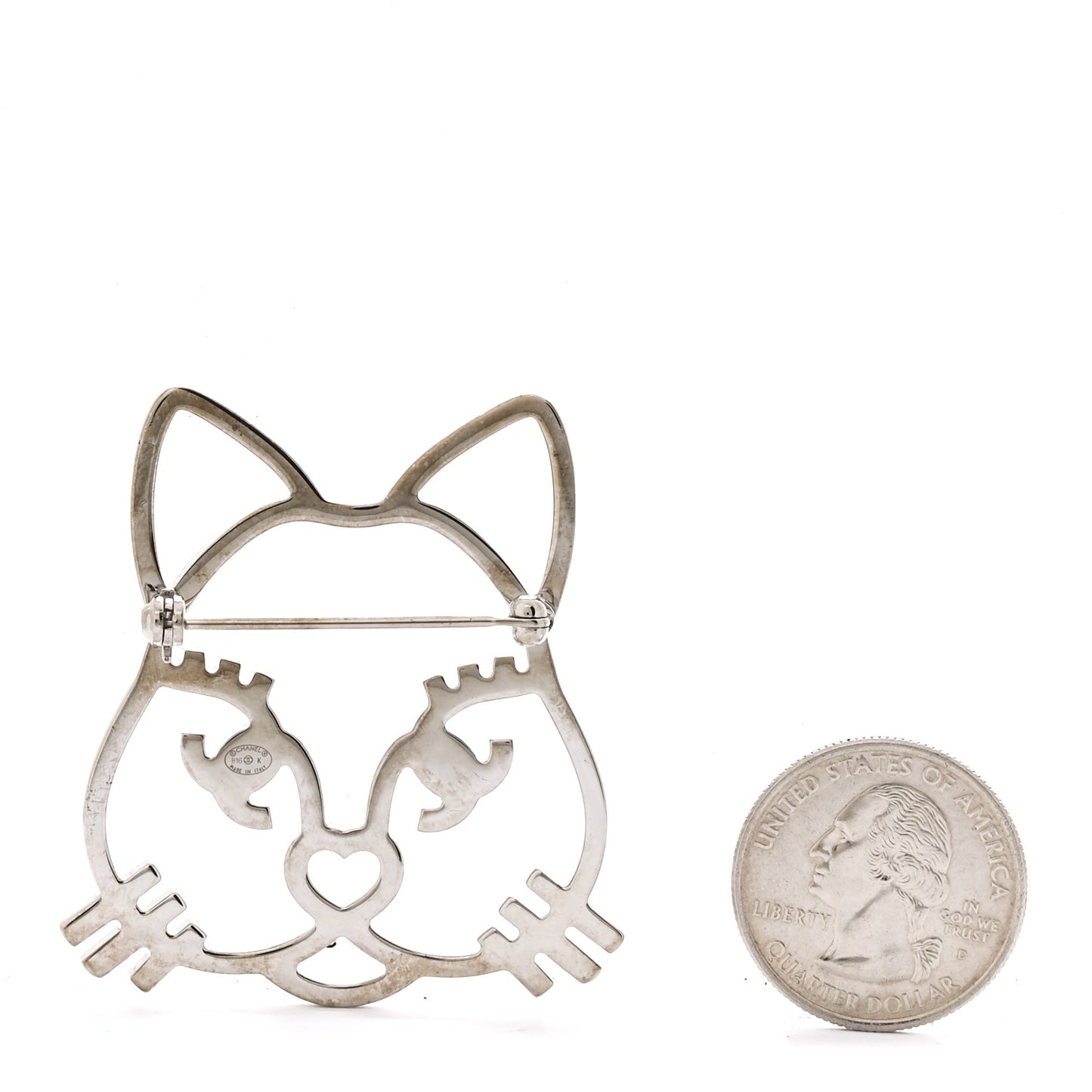 Strass Crystal Emoji Choupette Cat Brooch Silver