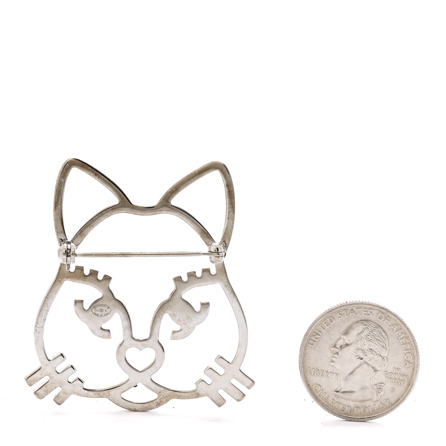 Chanel Strass Crystal Emoji Choupette Cat Brooch Silver 2 of 3