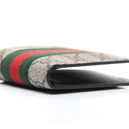 Gucci GG Supreme Monogram Selleria Calfskin Web New Web Bi-Fold Wallet Beige Ebony Cocoa 6 of 12