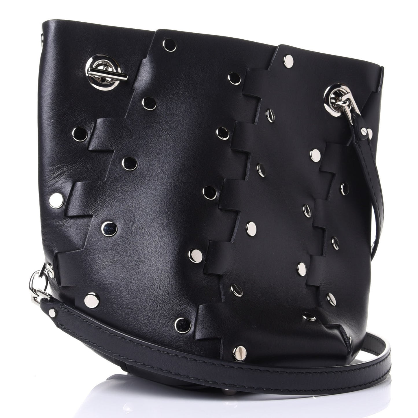 Calfskin Mini Hex Bucket Black