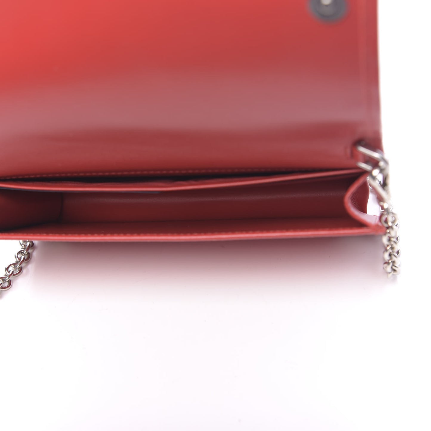 Soft Calfskin Impunture Diagramme Chain Wallet Rosso