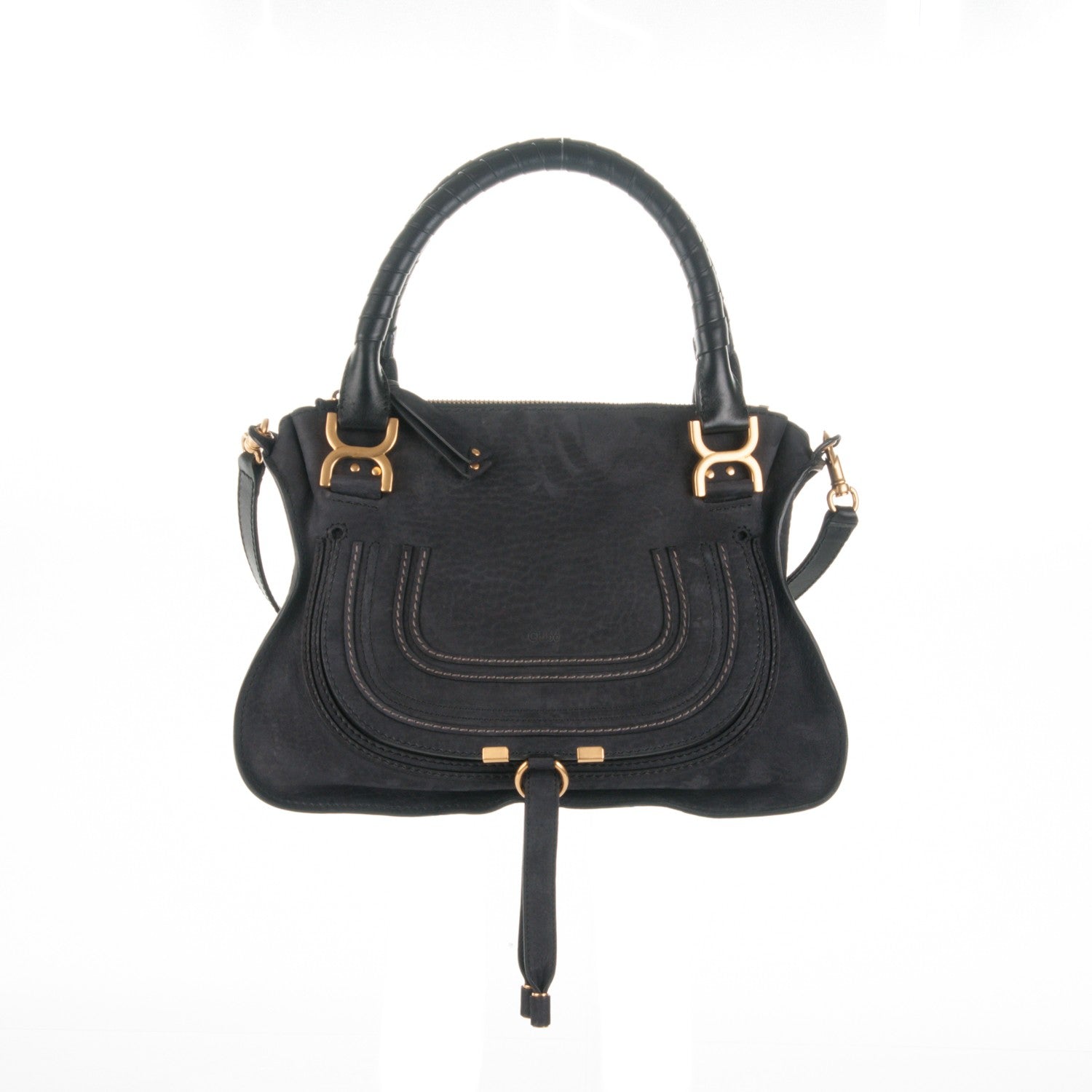 Chloe Nubuck Calfskin Medium Marcie Satchel Black 1 of 8