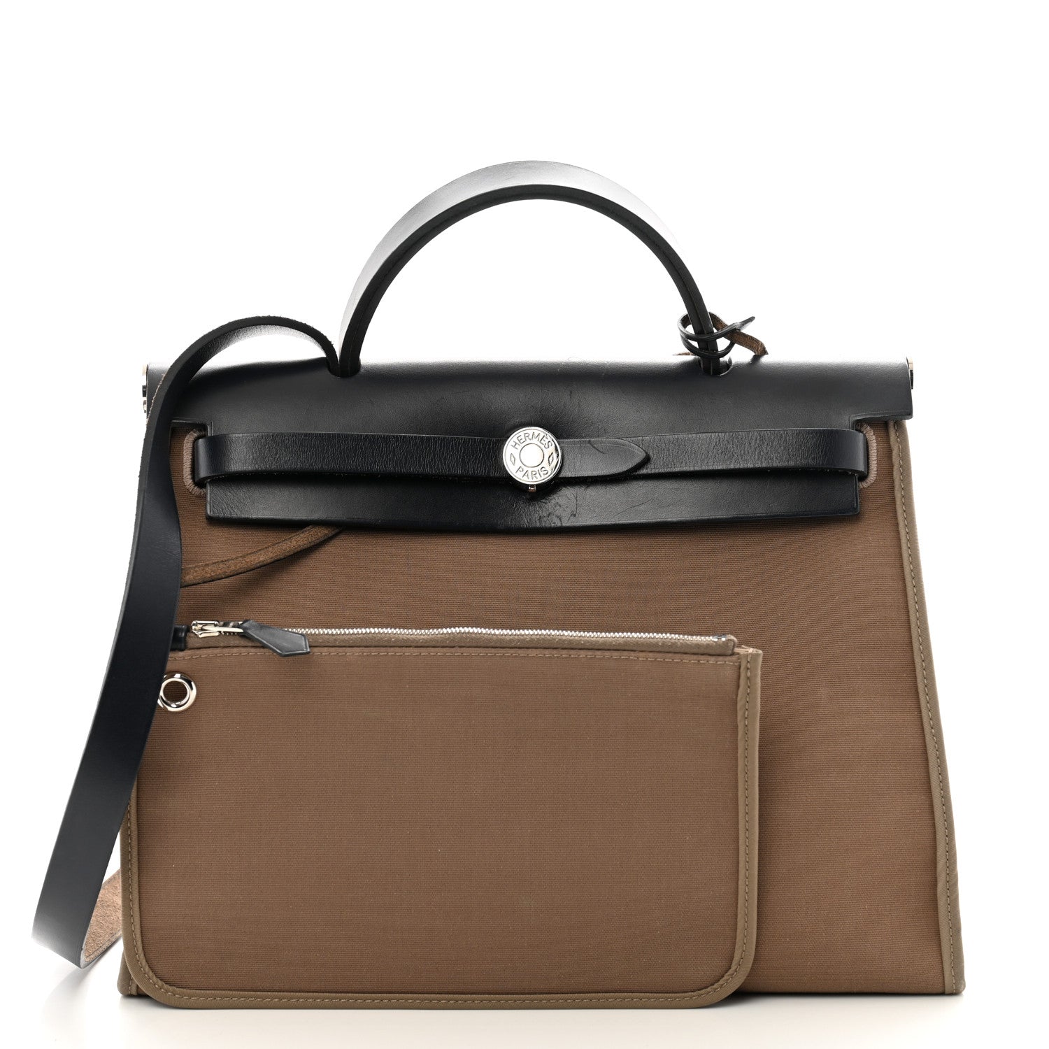 Hermes Toile Officier Vache Hunter Herbag Zip 31 PM Etoupe Bleu Indigo 3 of 14