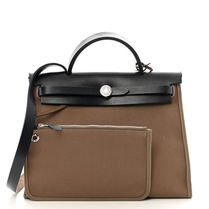 Hermes Toile Officier Vache Hunter Herbag Zip 31 PM Etoupe Bleu Indigo 3 of 14