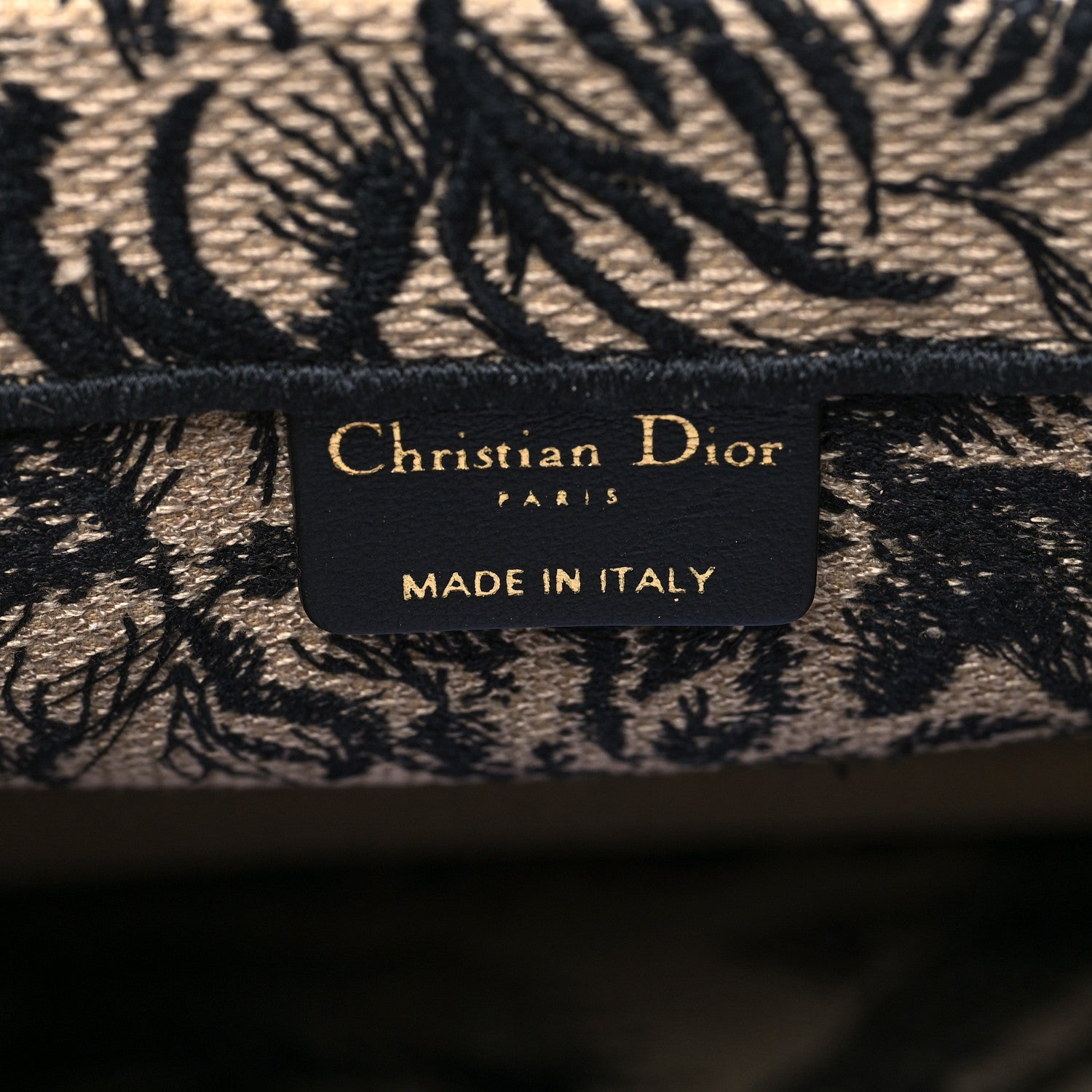 Christian Dior Canvas Embroidered Medium Book Tote Brown Black 5 of 8