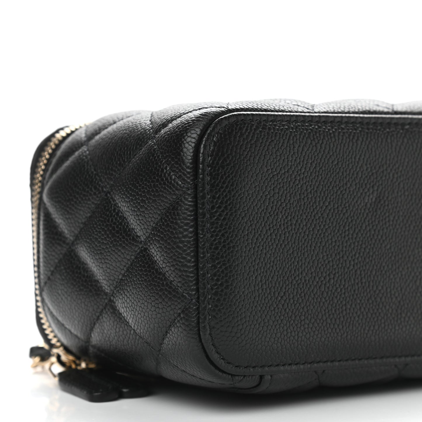 Caviar Quilted Small Tiny CC Vanity Case With Chain Black