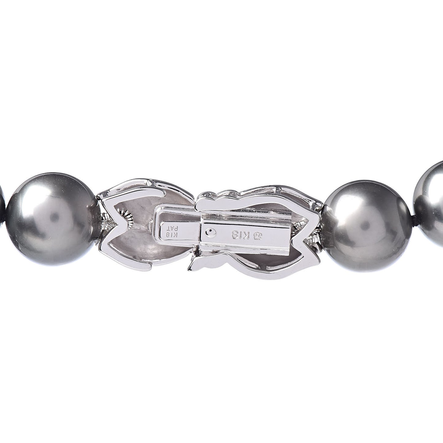 18K White Gold Gray South Sea Cultured Pearl 9-10mm Ginza Strand Necklace 18"