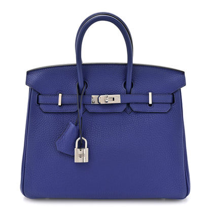 Hermes Taurillon Clemence Birkin 25 Bleu Electrique 1 of 13