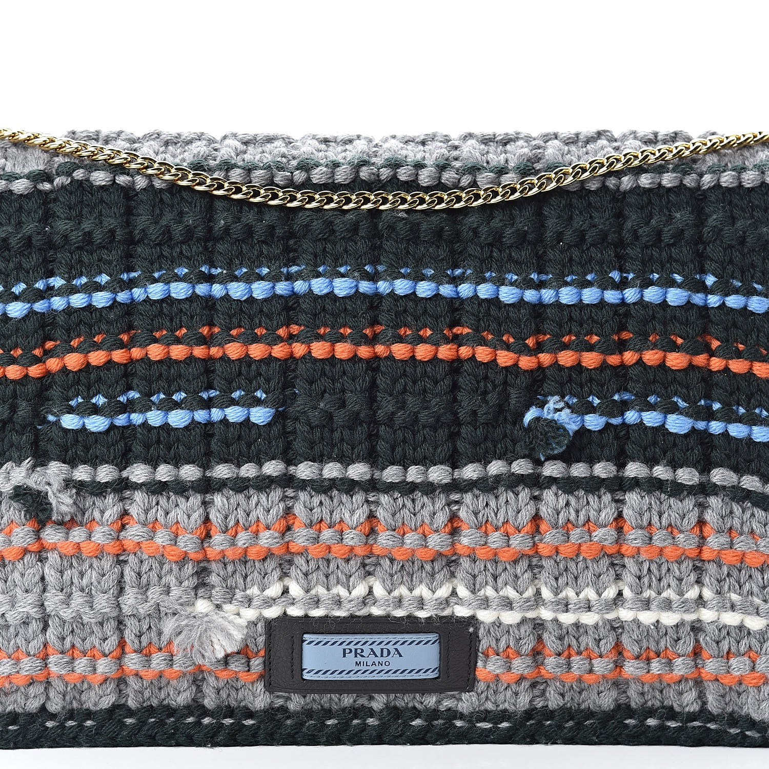 Prada Tweed Maglia Flap Bag Smeraldo 7 of 9