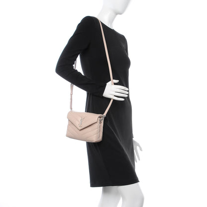 Saint Laurent Calfskin Y Quilted Monogram Toy Loulou Crossbody Bag Marble Pink 2 of 8