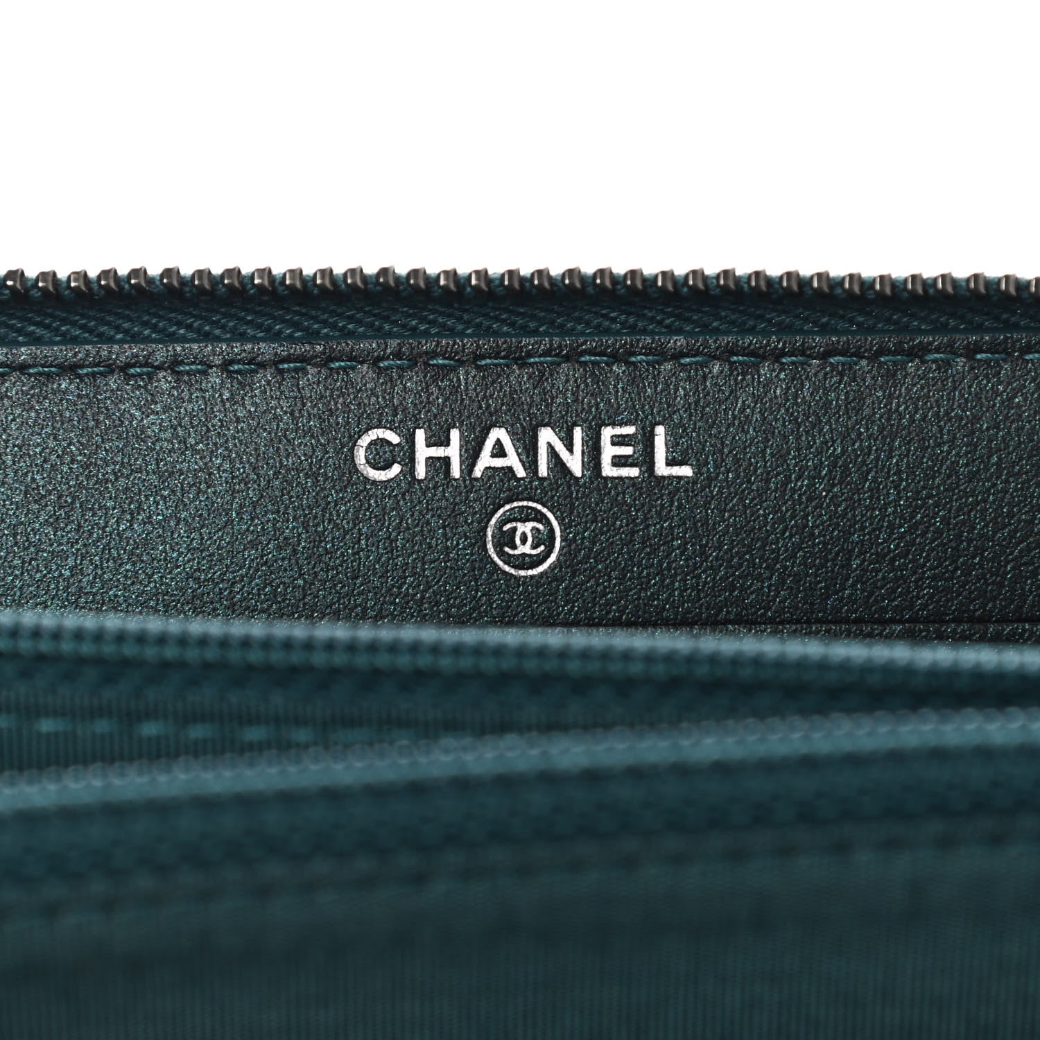 Chanel Iridescent Caviar Quilted Medium Filigree Zip Around Wallet Dark Turquoise 6 of 8