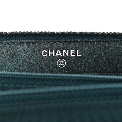 Chanel Iridescent Caviar Quilted Medium Filigree Zip Around Wallet Dark Turquoise 6 of 8