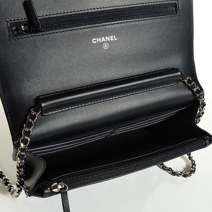 Chanel Patent Quilted Wallet On Chain WOC Black 5 of 8