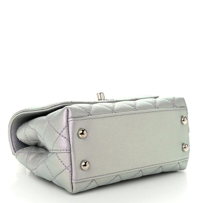 Chanel Iridescent Caviar Quilted Extra Mini Coco Handle Flap Light Blue 4 of 11