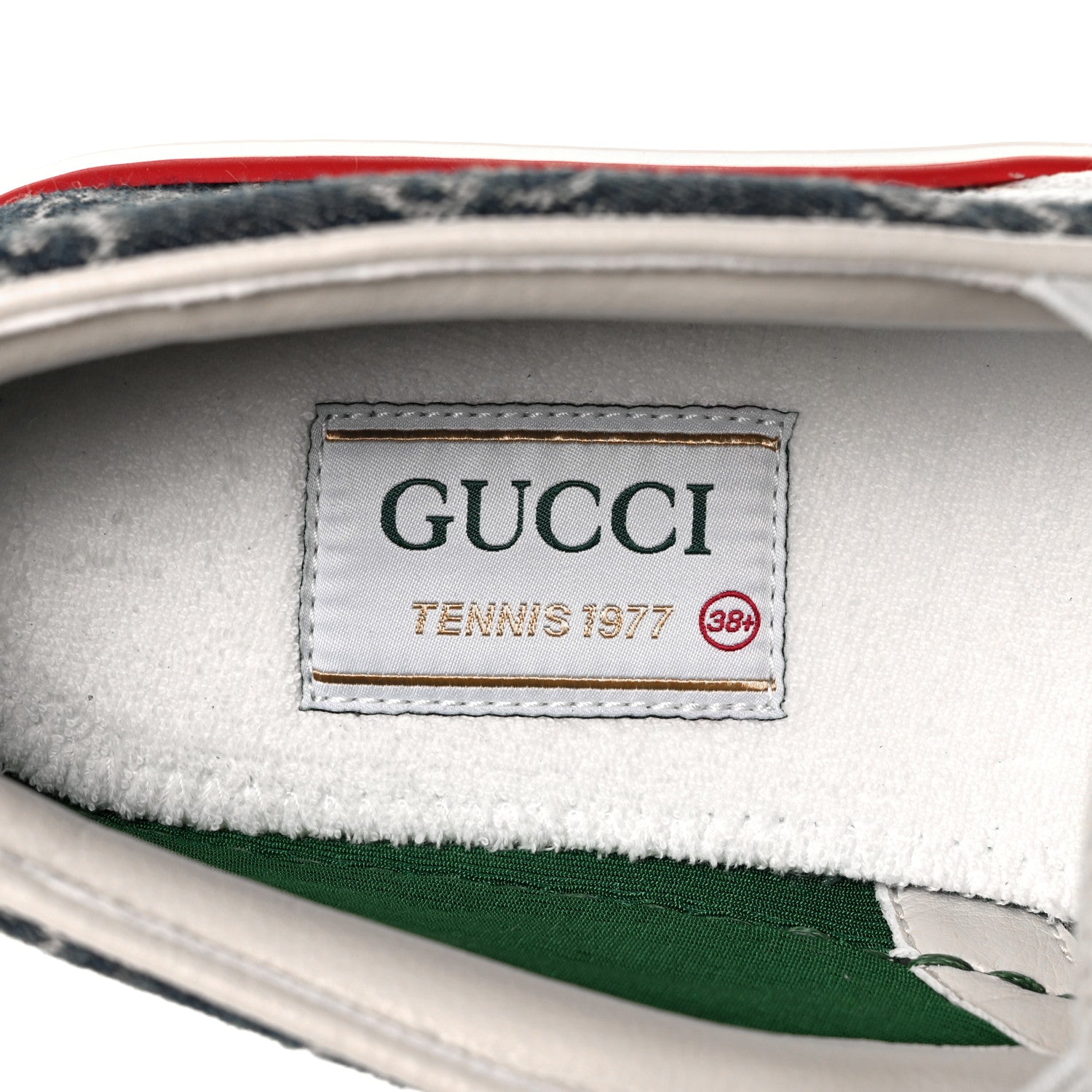 Gucci New Denim GG Monogram Womens 1977 Tennis Slip On 30mm Sneakers 38.5 Blue Tea Mystic White 7 of 8