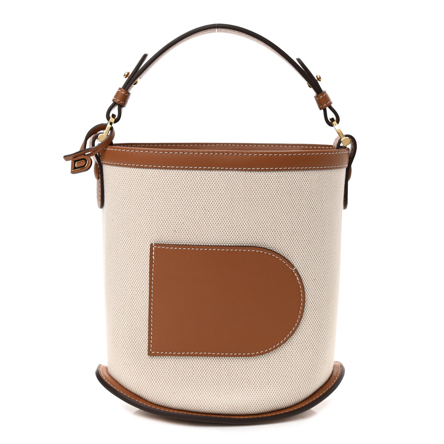 Delvaux Linen Canvas Supple Calfskin Mini Pin Daily Surpique Bucket Naturel 1 of 10