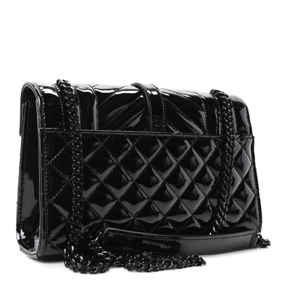 Saint Laurent Patent Mixed Matelasse Triquilt Small Monogram Satchel Black 3 of 11