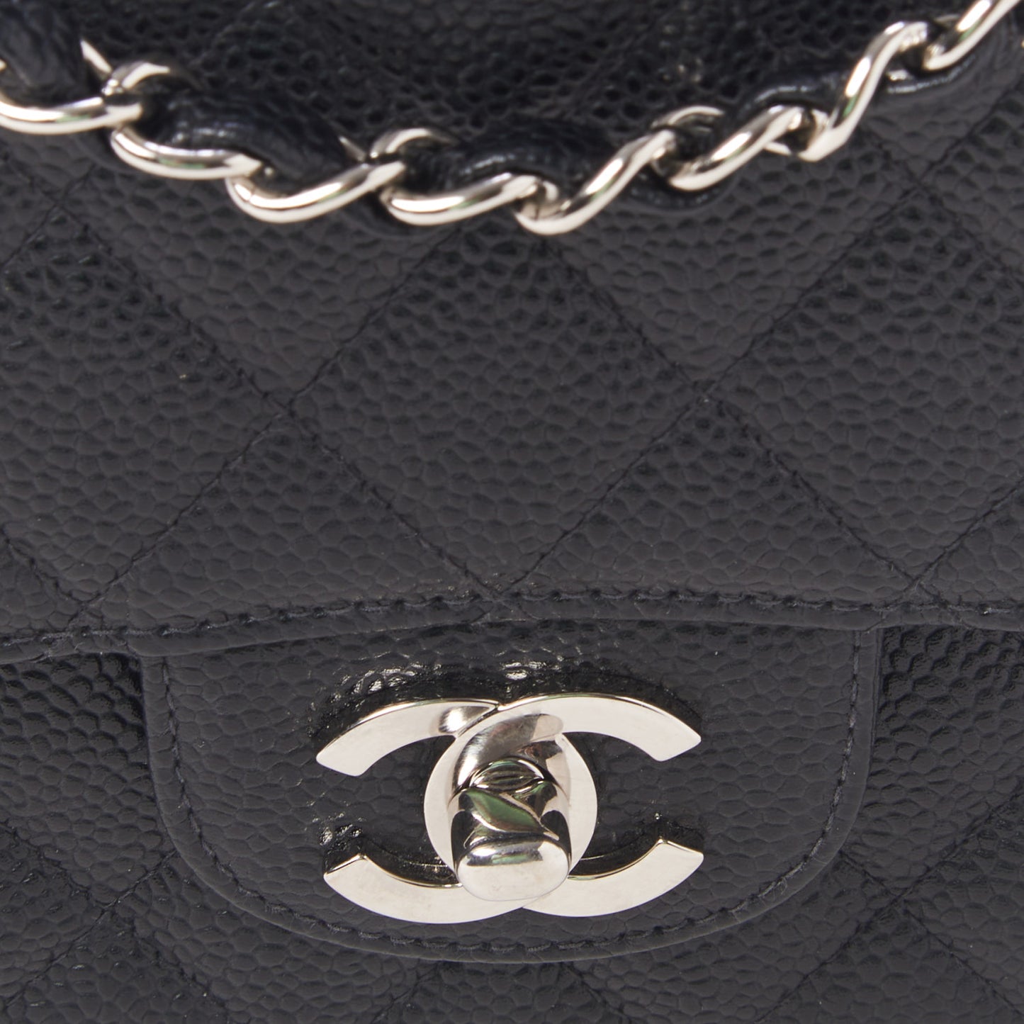 Caviar Quilted Medium Double Flap Black