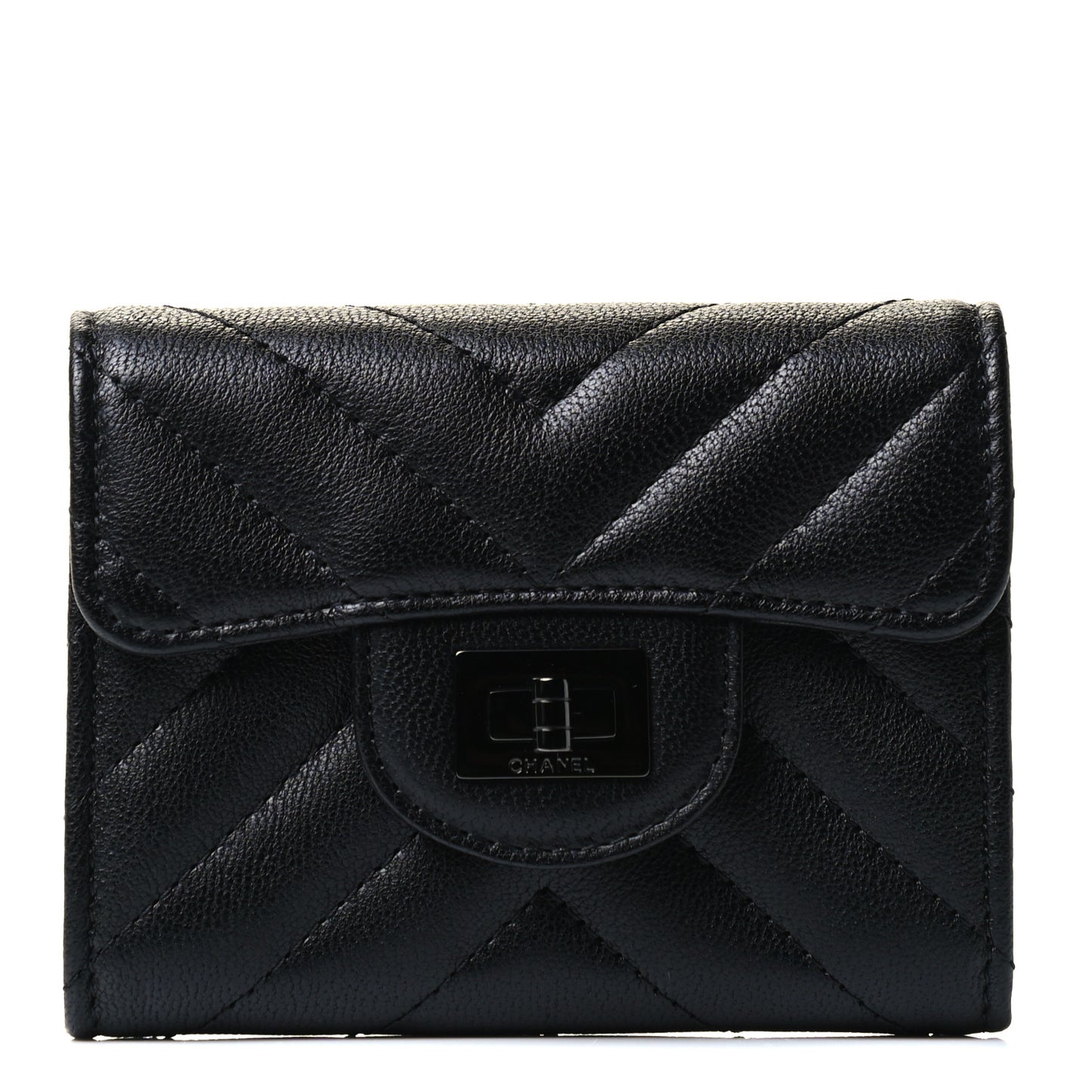 Sheepskin Chevron Quilted Reissue Card Holder Wallet So Black