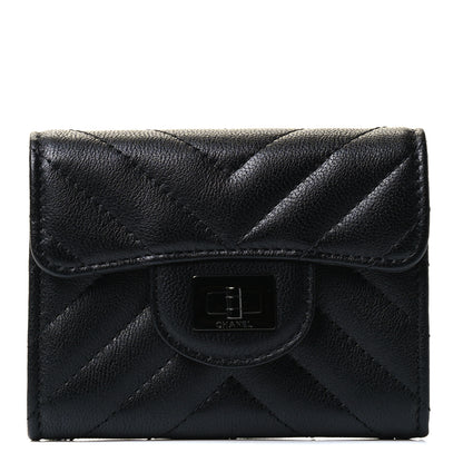 Chanel Sheepskin Chevron Quilted Reissue Card Holder Wallet So Black 1 of 4