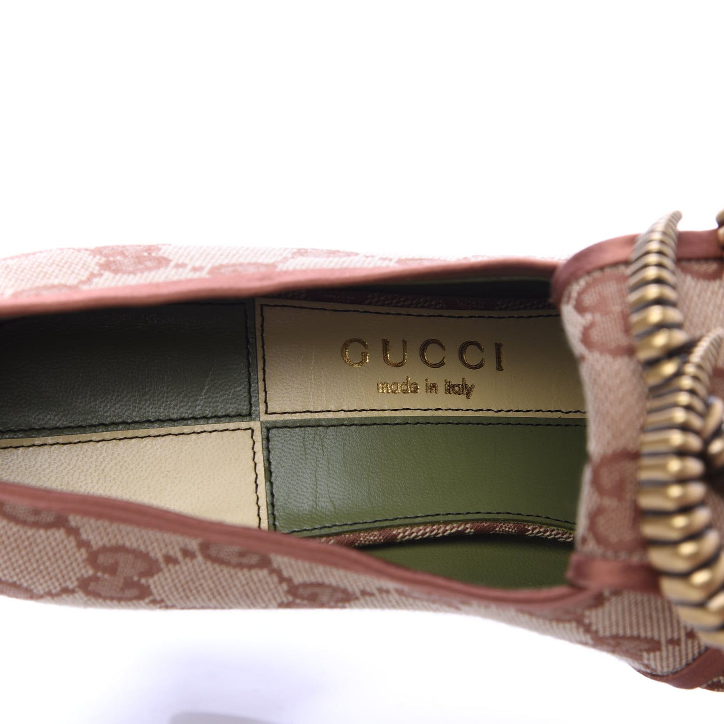 Monogram Vintage Effect Double G Pumps 37 Beige Ruggine