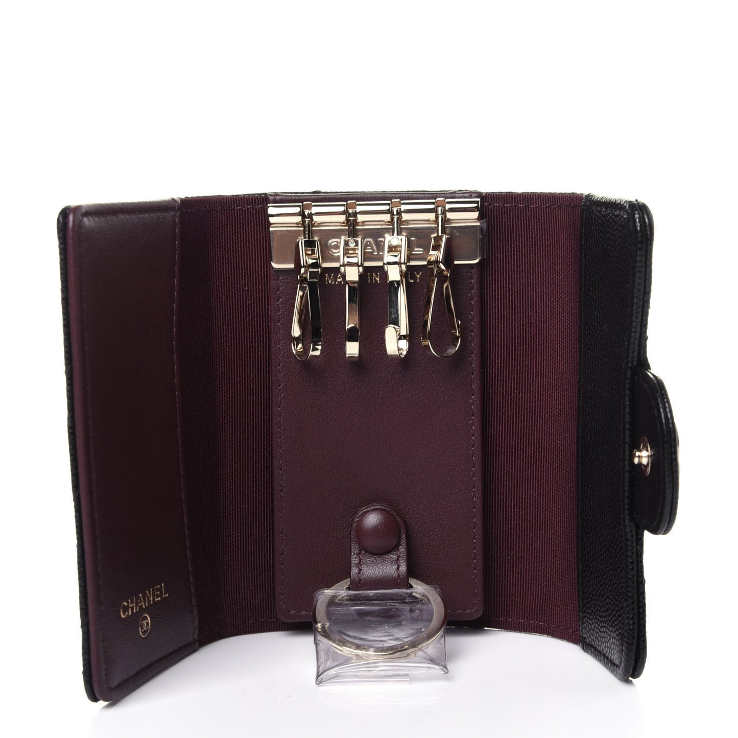 Caviar Quilted Classic 4 Key Holder Wallet Black