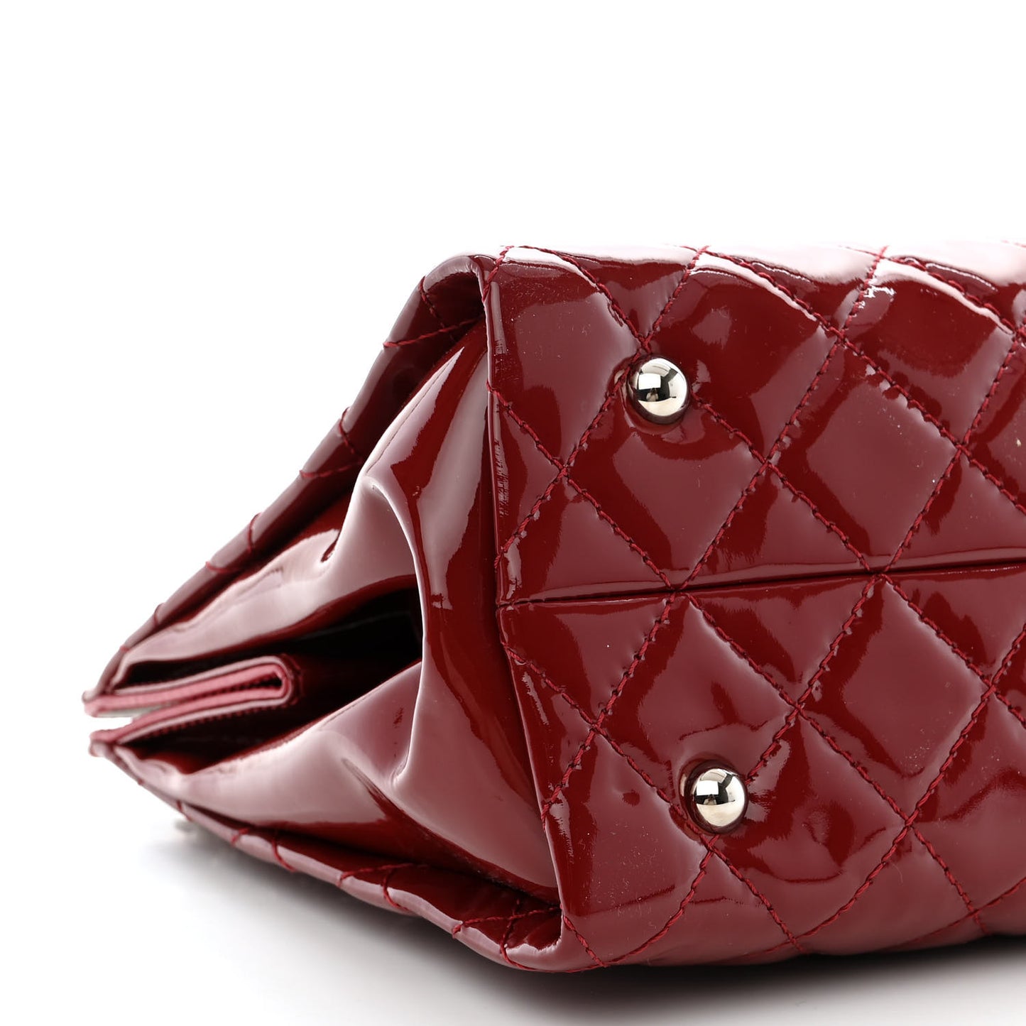 Patent Quilted Timeless CC Shopping Tote Red