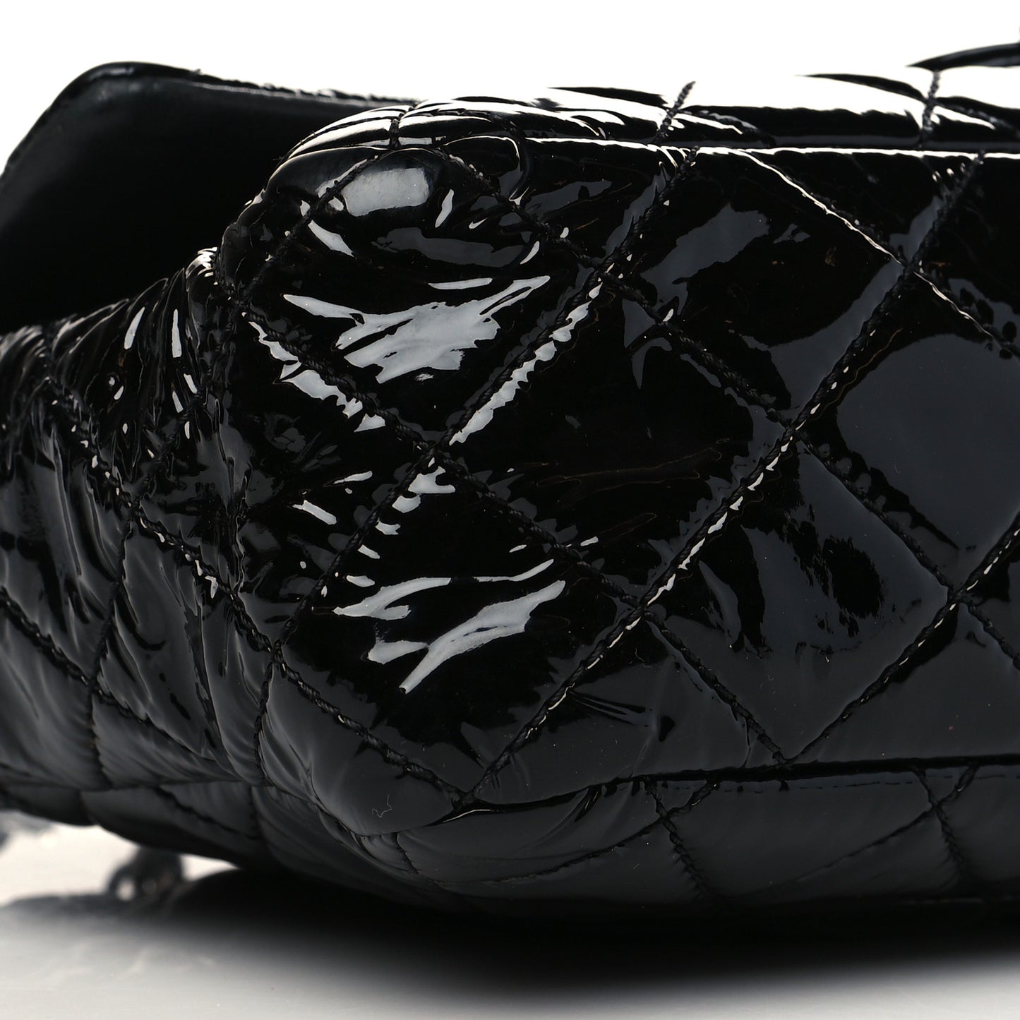 Patent Quilted Jumbo Single Flap Black