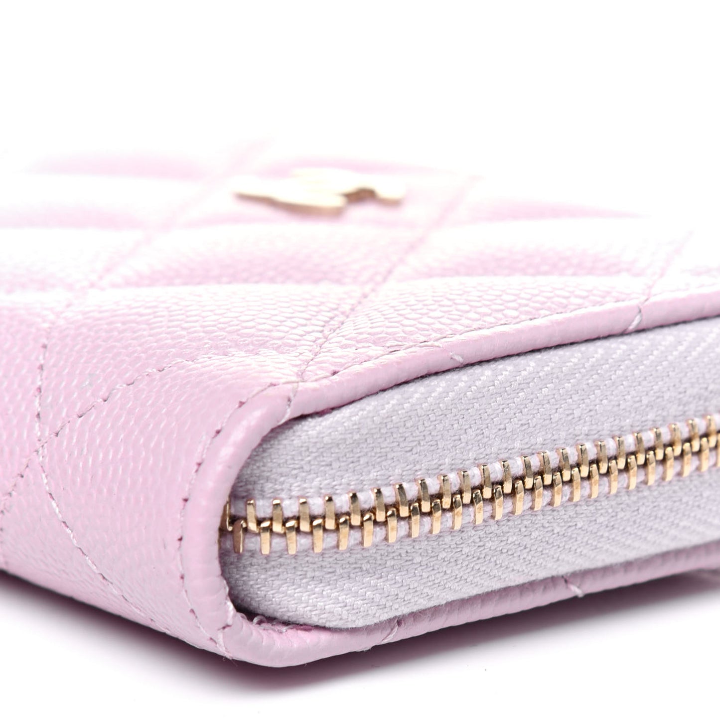Caviar Quilted Zip Coin Purse Light Pink