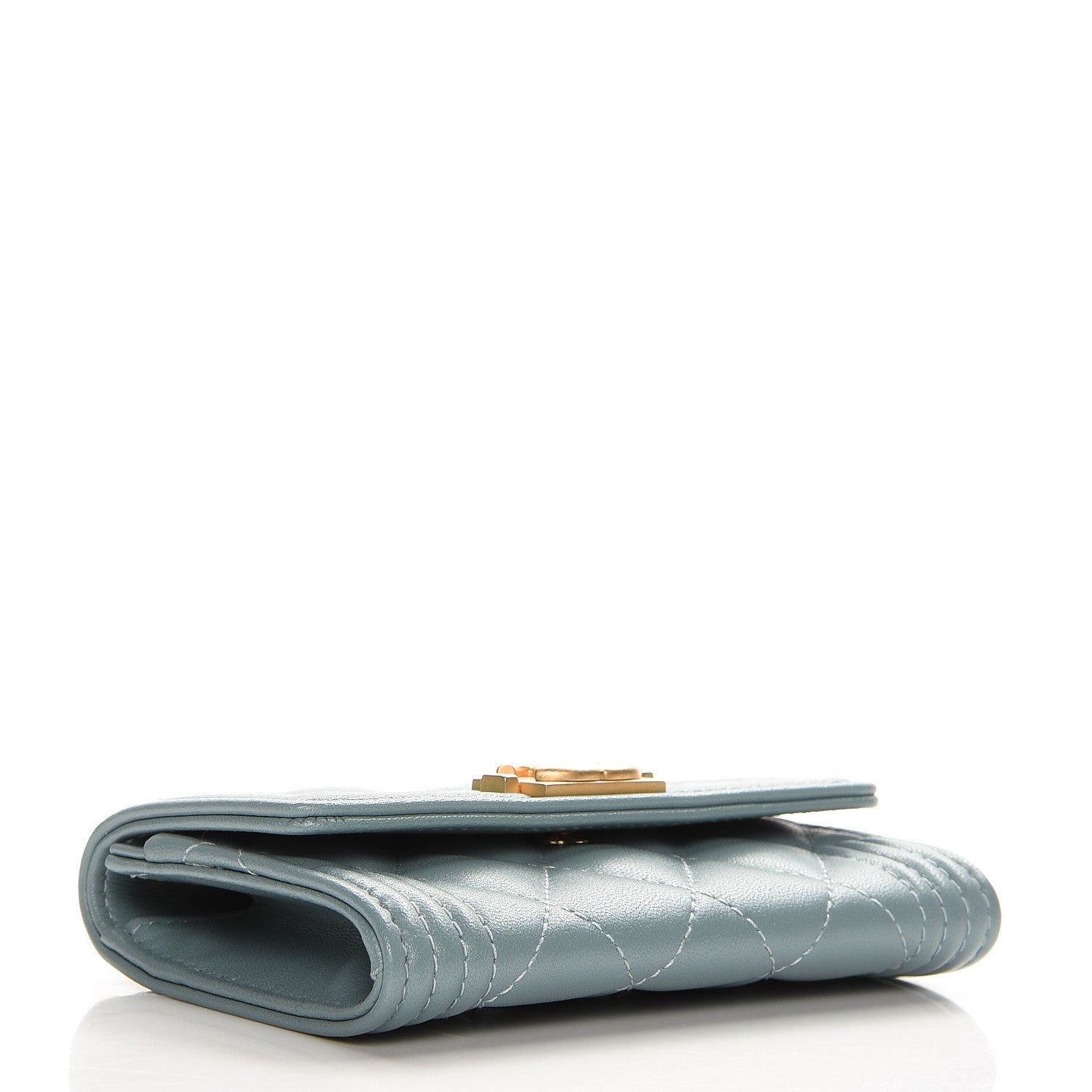 Chanel Lambskin Quilted Boy Card Holder Wallet Light Blue 4 of 9