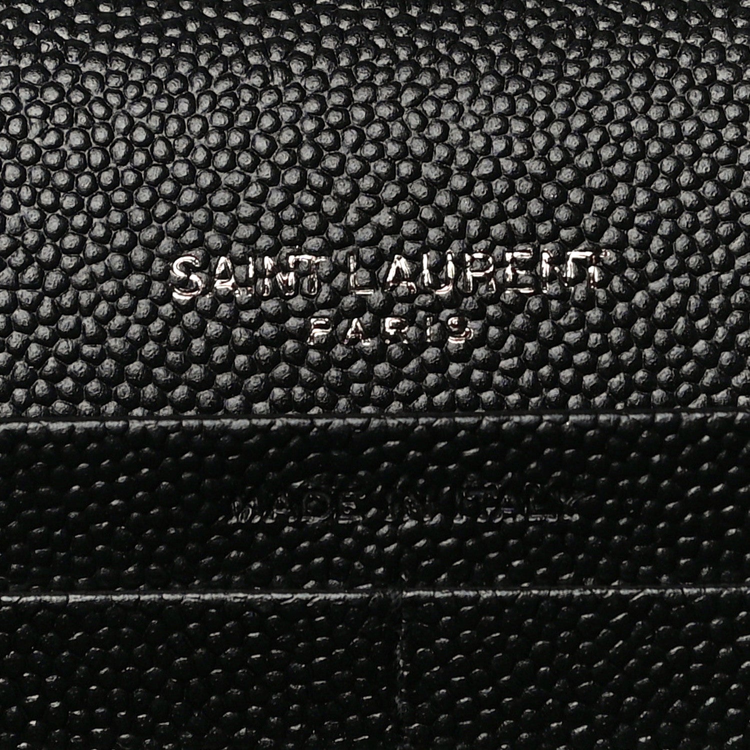 Saint Laurent Grain De Poudre Matelasse Chevron Monogram Chain Wallet Black 6 of 10