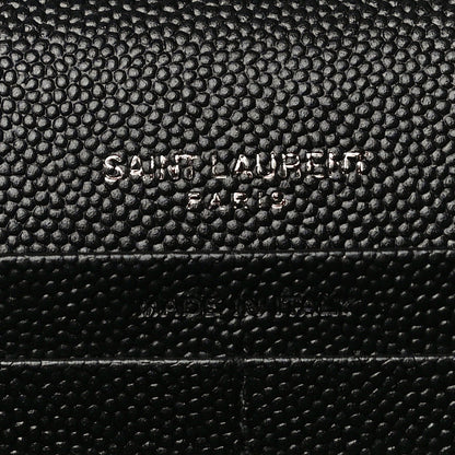 Saint Laurent Grain De Poudre Matelasse Chevron Monogram Chain Wallet Black 6 of 10