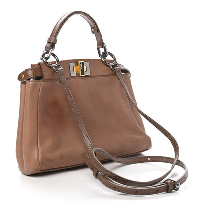 Fendi Vitello Saddle Mini Peekaboo Iconic Satchel Dove 3 of 10