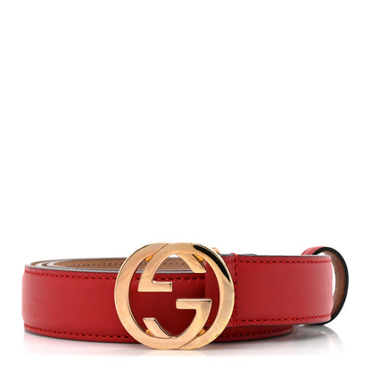 Gucci Moon Calfskin Interlocking G 25mm Belt 90 36 Red 1 of 4