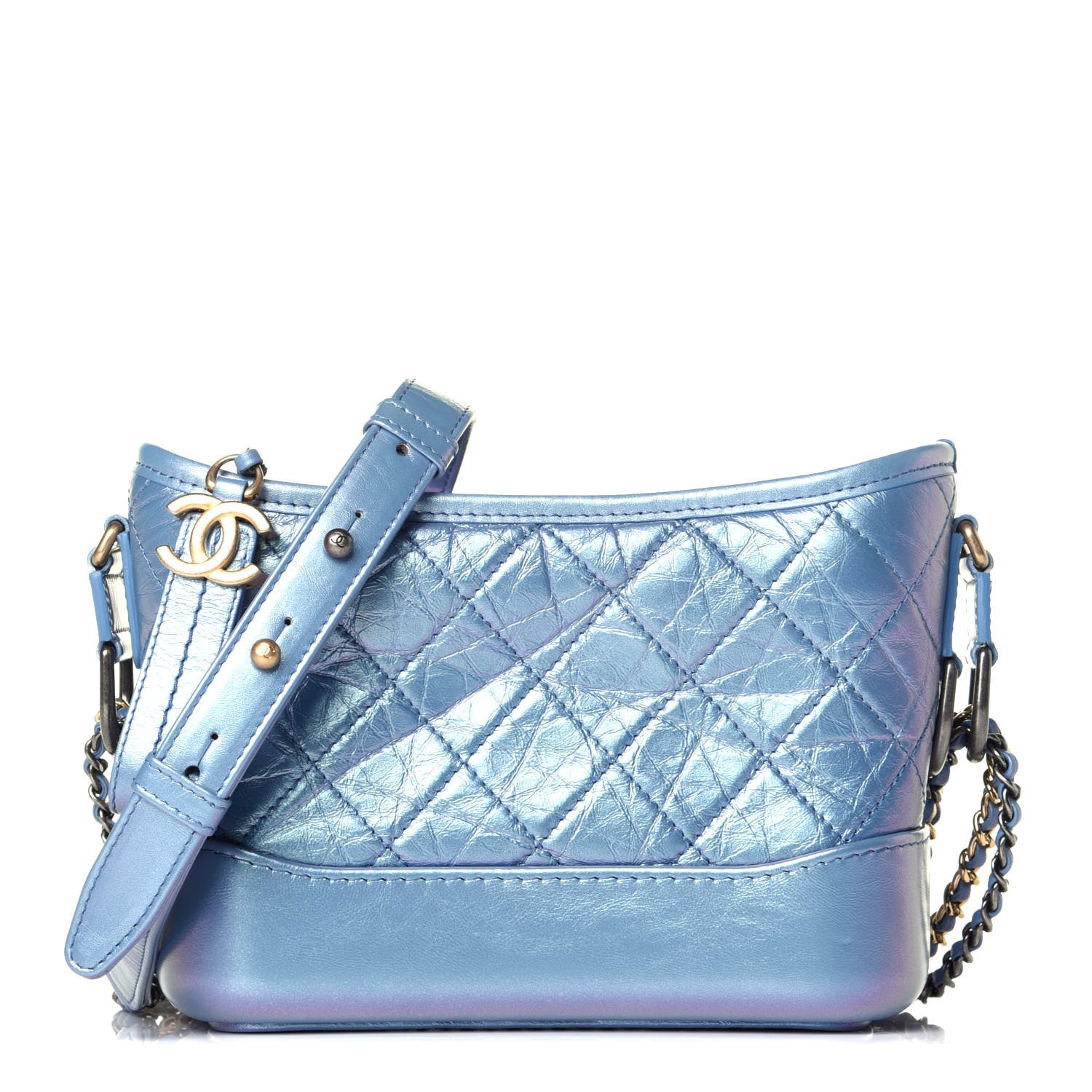Chanel Iridescent Aged Calfskin Quilted Small Gabrielle Hobo Blue 1 of 10