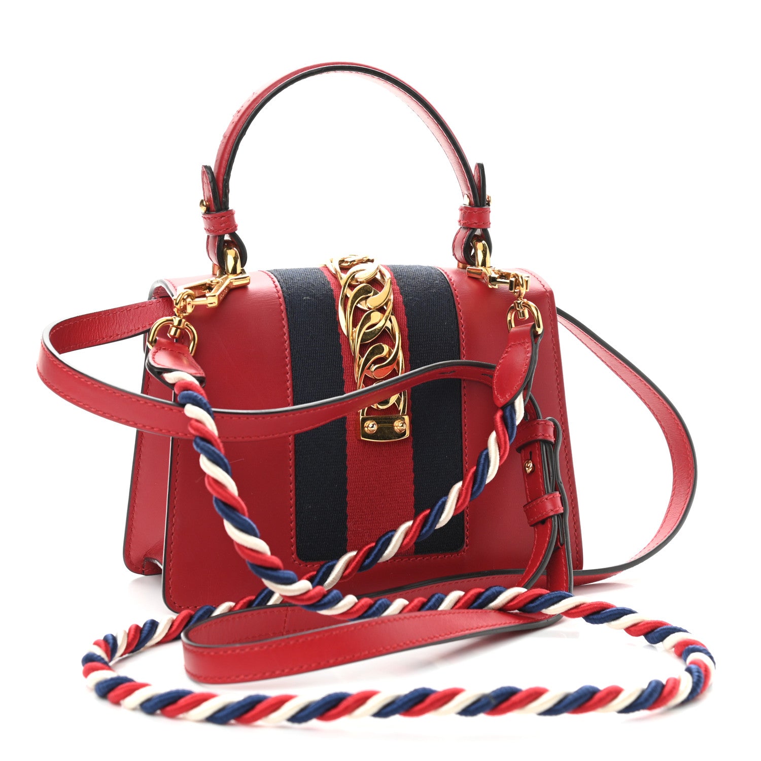 Gucci Calfskin Mini Sylvie Top Handle Bag Hibiscus Red 3 of 14