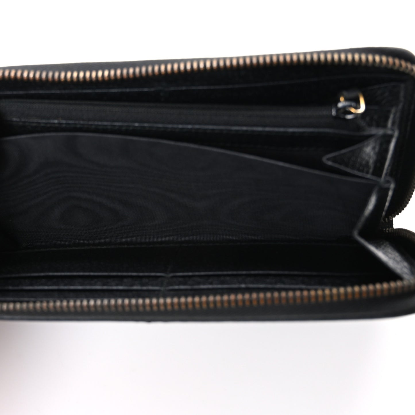 Dollar Calfskin Boar Effect GG Marmont Zip Around Wallet Black