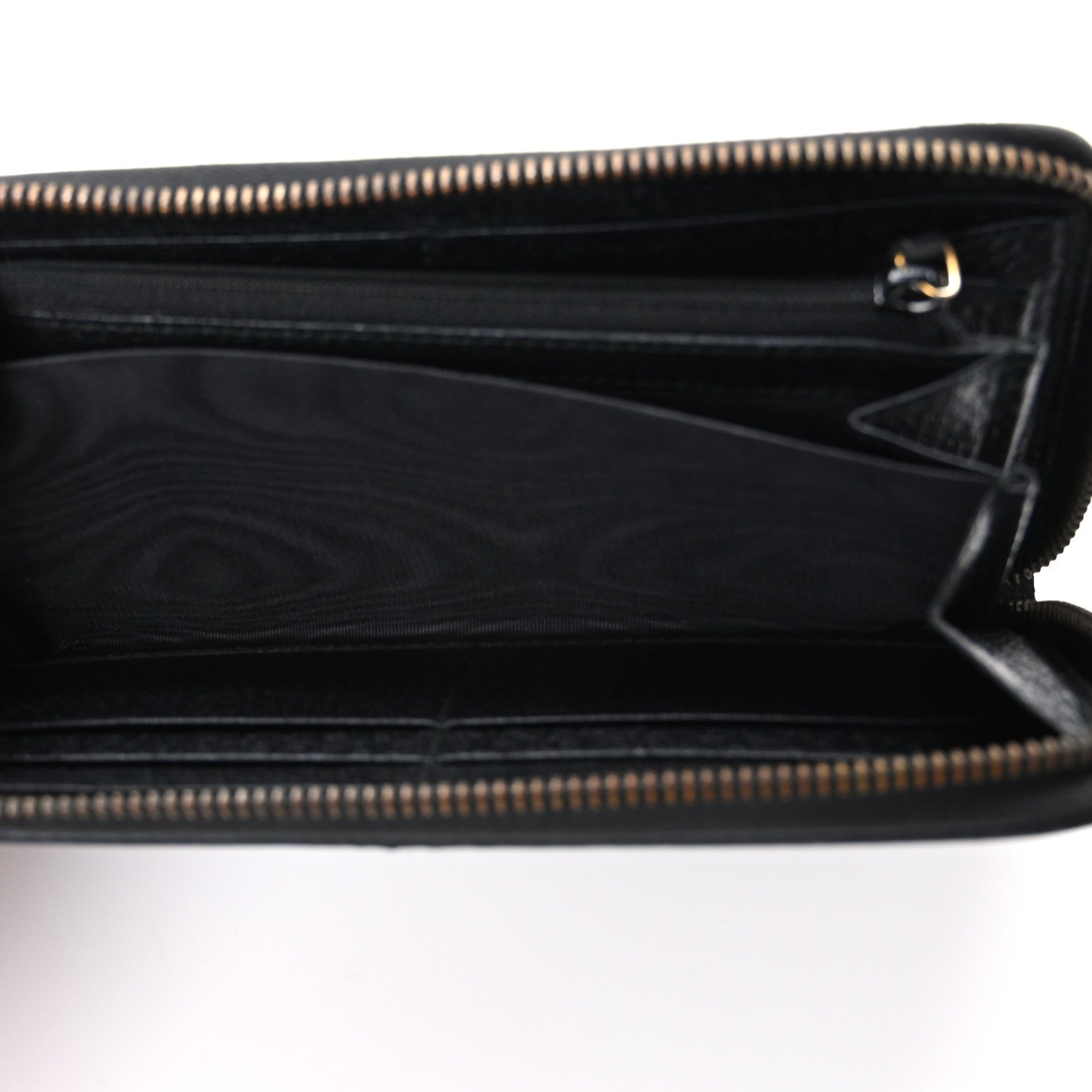 Gucci Dollar Calfskin Boar Effect GG Marmont Zip Around Wallet Black 5 of 8