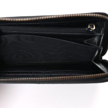 Gucci Dollar Calfskin Boar Effect GG Marmont Zip Around Wallet Black 5 of 8