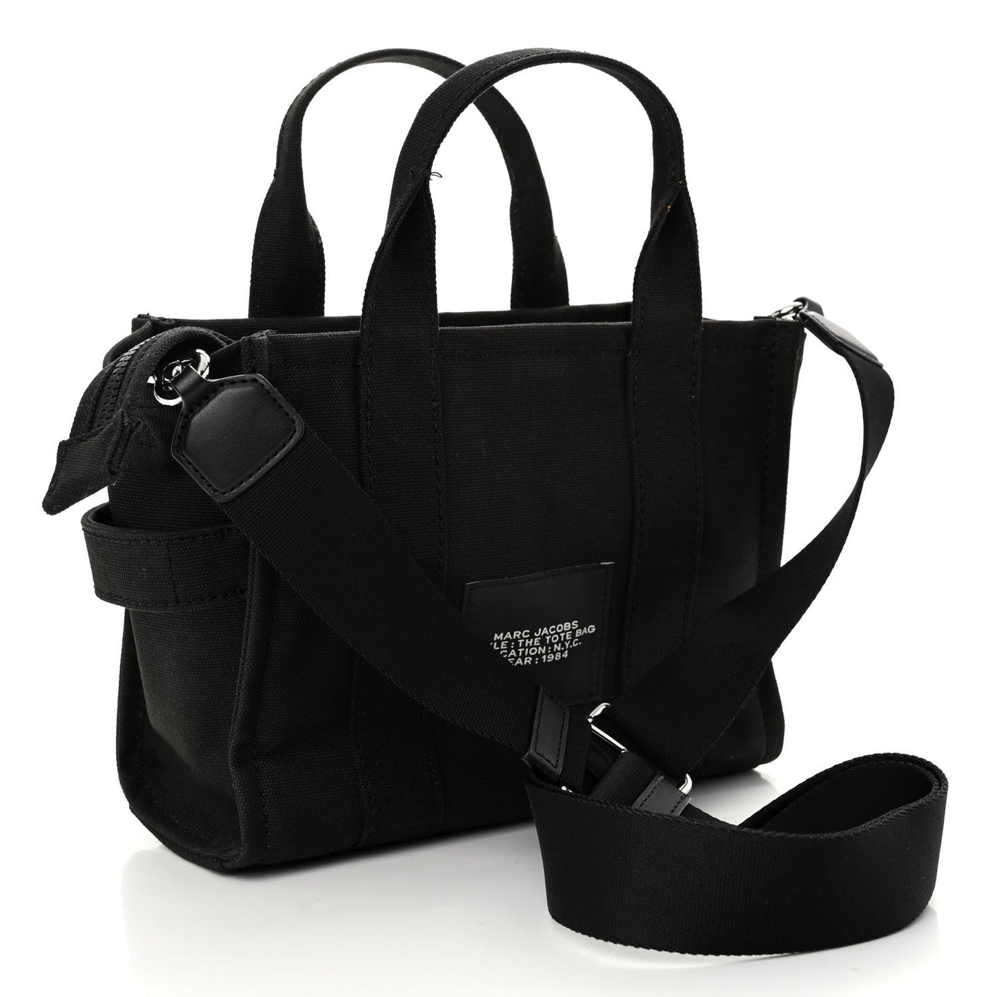 Cotton Canvas Small The Traveler Tote Bag Black