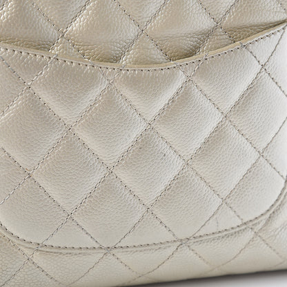 Chanel Metallic Caviar Quilted Petit Shopping Tote PST Pearl 28 of 34
