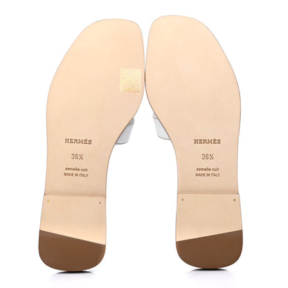 Hermes Box Calfskin Oran Sandals 36.5 White 4 of 4