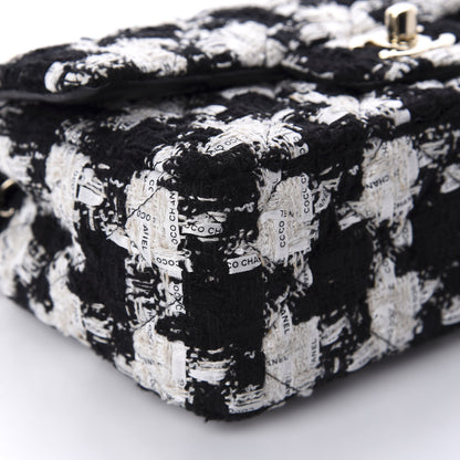 Chanel Tweed Quilted Mini Rectangular Flap Black Ecru White 6 of 11