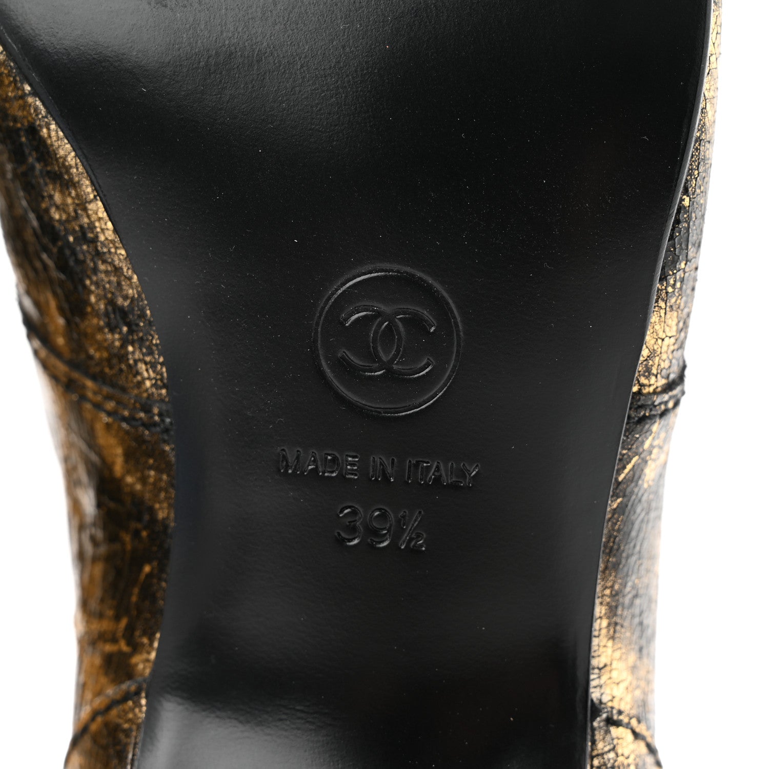 Chanel Laminated Goatskin Lace Up Oxford 39.5 Gold 6 of 8
