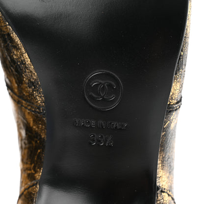 Chanel Laminated Goatskin Lace Up Oxford 39.5 Gold 6 of 8