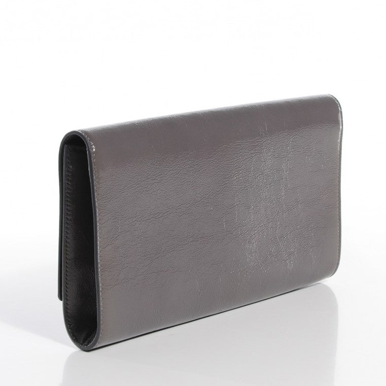 Saint Laurent Textured Patent Monogram Large Belle de Jour Clutch Grey 3 of 7