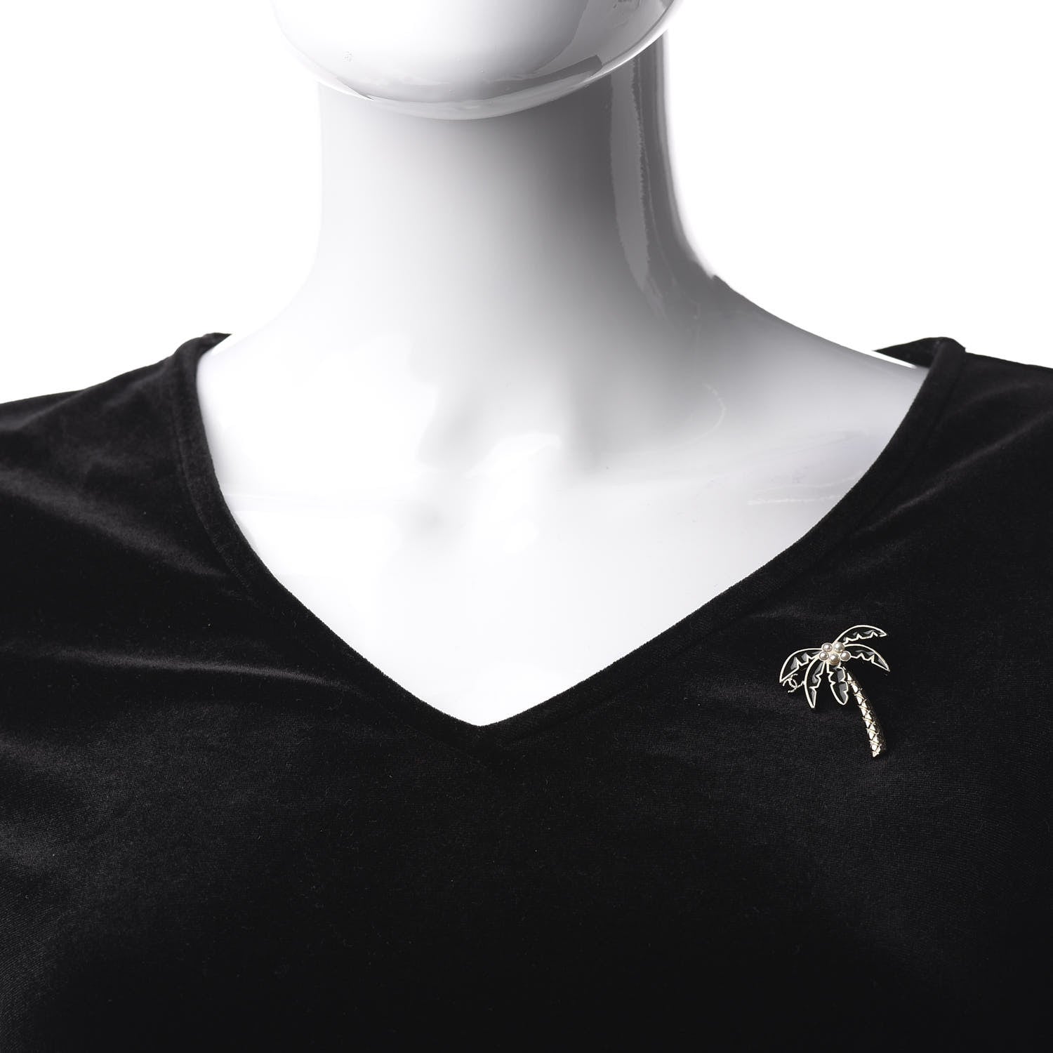 Chanel Enamel Pearl Palm Tree Brooch Green Gold 2 of 5
