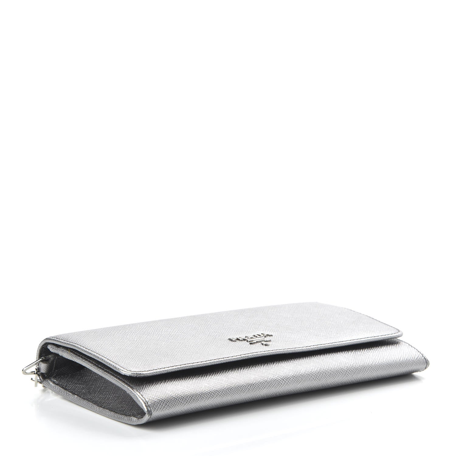 Prada Metallic Saffiano Metal Chain Wallet Cromo 4 of 10