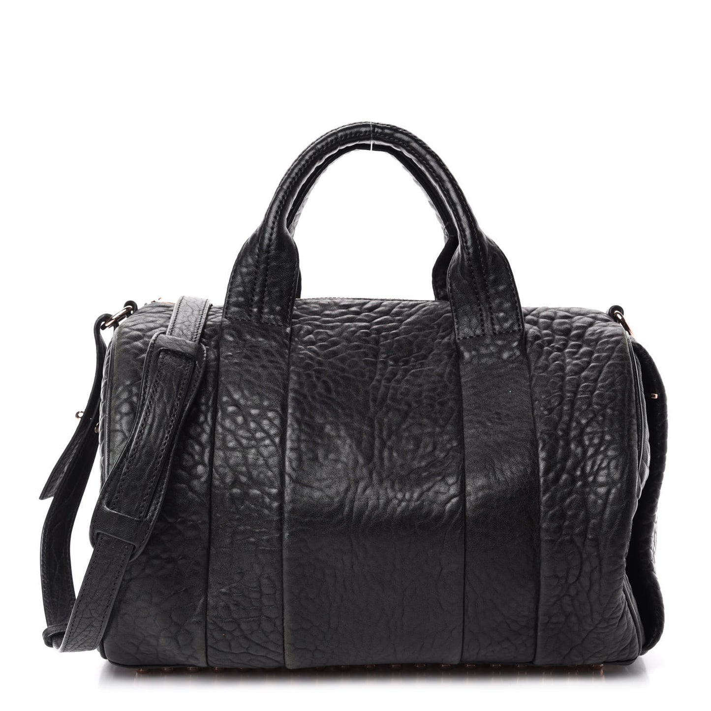 Pebbled Lambskin Rocco Black Rose Gold Hardware